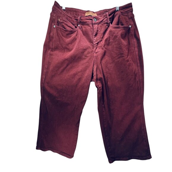 Judy Blue Pants - Judy Blue Burgundy Capri Pants 18W Oxblood High Waist Garment Dyed Stretch